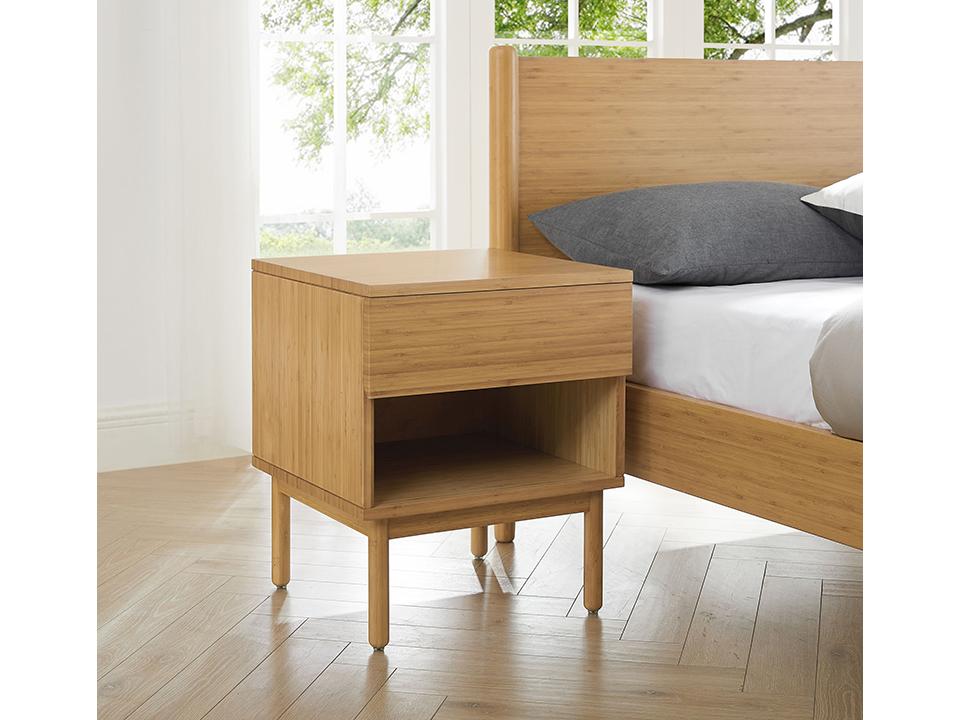 Eco Ridge by Greenington Modern and Sustainable Ria Bamboo Bedroom 1 Drawer Nightstand in Caramelized Finish