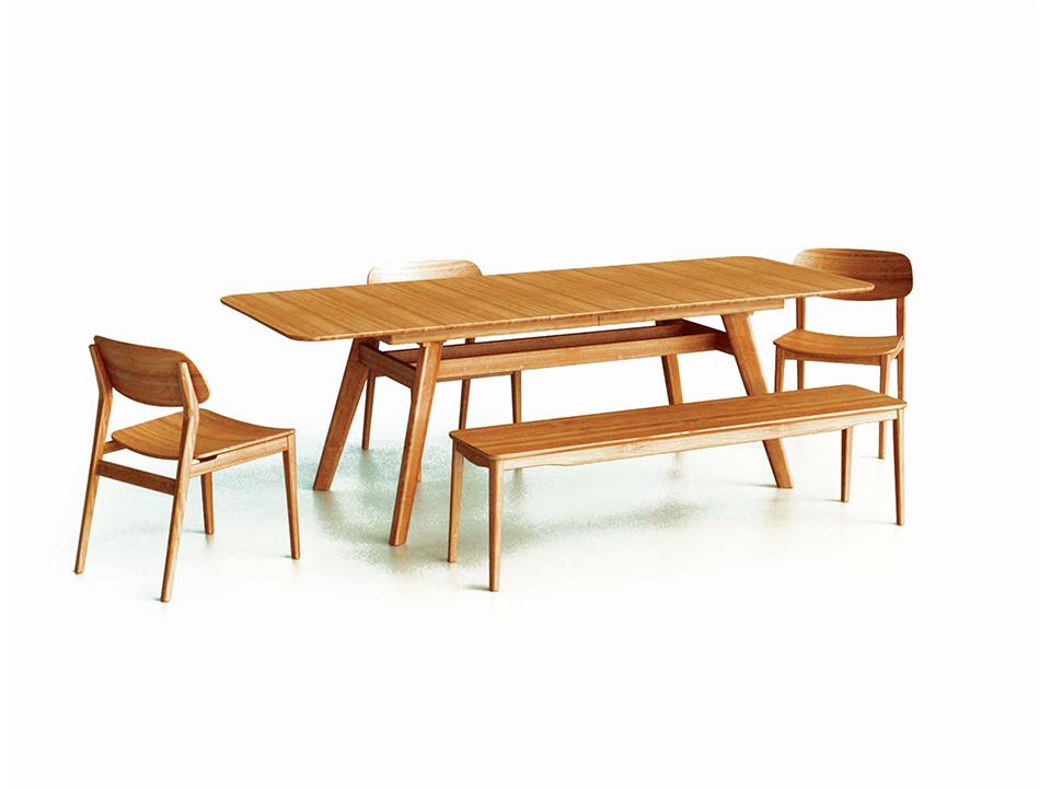 Greenington's Modern and Sustainable Currant Solid Bamboo Extension Dining Table in Caramelized Finish