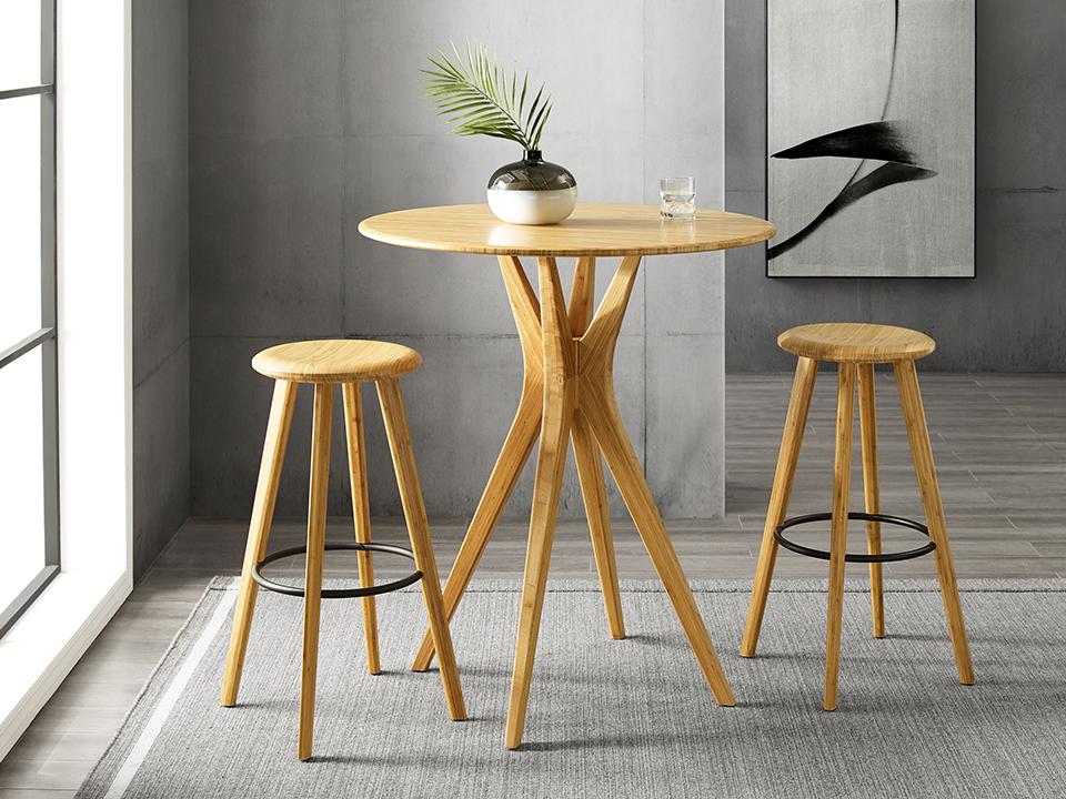 Greenington's Modern and Sustainable Mimosa Solid Bamboo Bar Height Table in Caramelized Finish