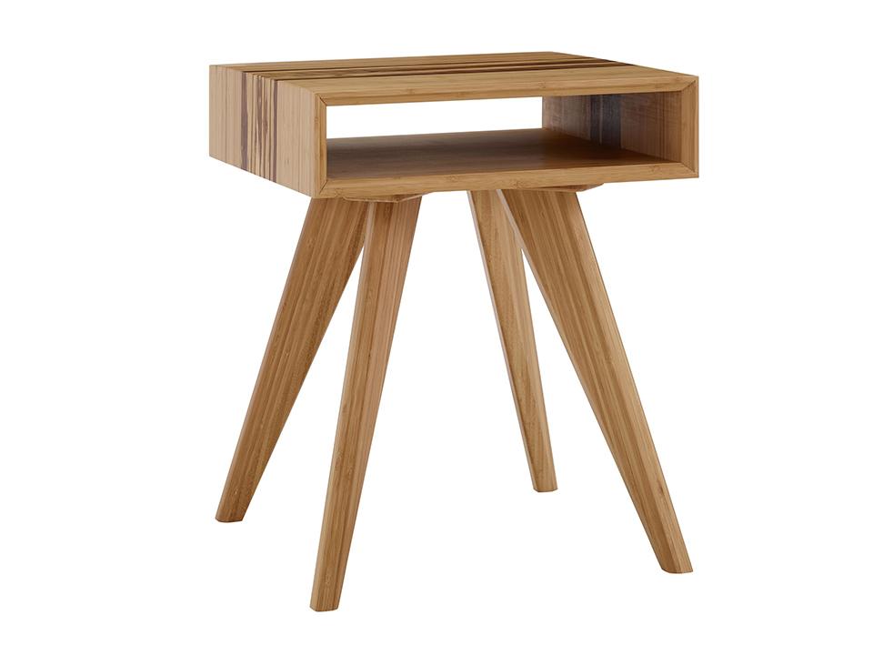 Greenington's Modern and Sustainable Azara Solid Bamboo Occasional End Table in Caramelized Finish with Exotic Tiger Accent