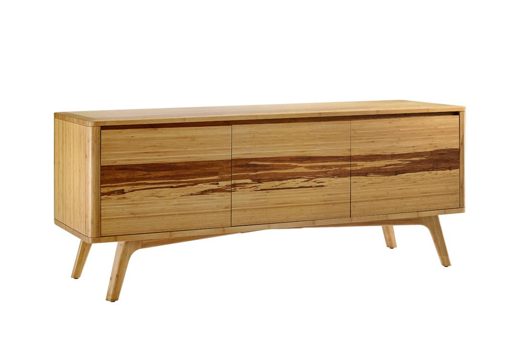 Greenington's Modern and Sustainable Azara Solid Bamboo Occasional Media Entertainment Cabinet in Caramelized Finish with Exotic Tiger Accent
