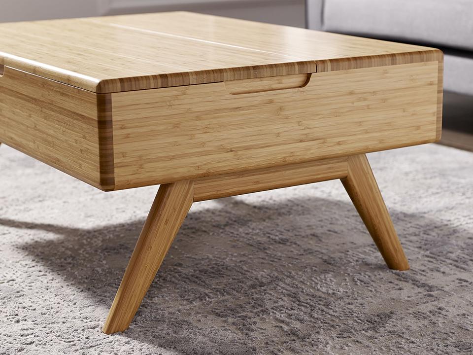 Greenington's Modern and Sustainable Rhody Lift Top Solid Bamboo Occasional Coffee Table in Caramelized Finish