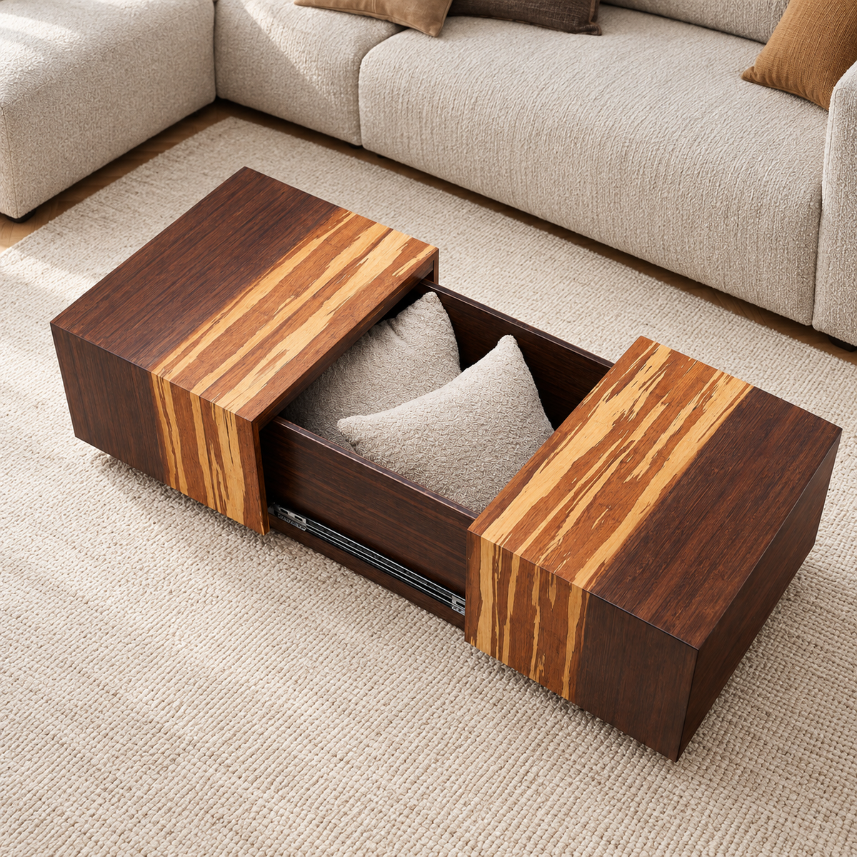 Greenington Azara Cube Rectangular Coffee Table in Sable bamboo