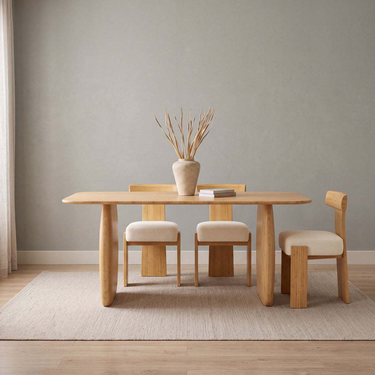 Greenington Aria Dining Table (72") in Wheat bamboo, styled in a dining room