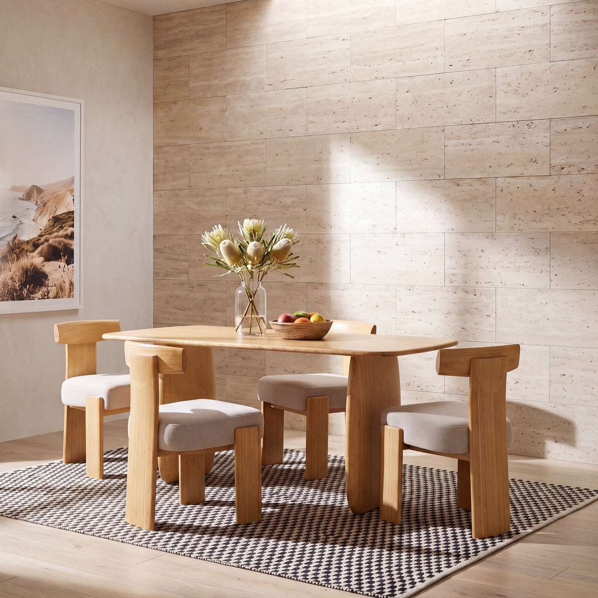 Greenington Aria Dining Table (72") in Wheat bamboo, styled in a dining room