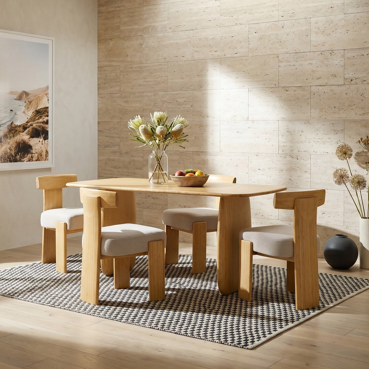 Greenington Aria Dining Table (72") in Wheat bamboo, styled in a dining room