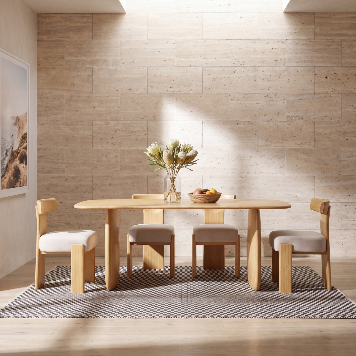 Greenington Aria Dining Table (84") in Wheat bamboo, styled in a dining room