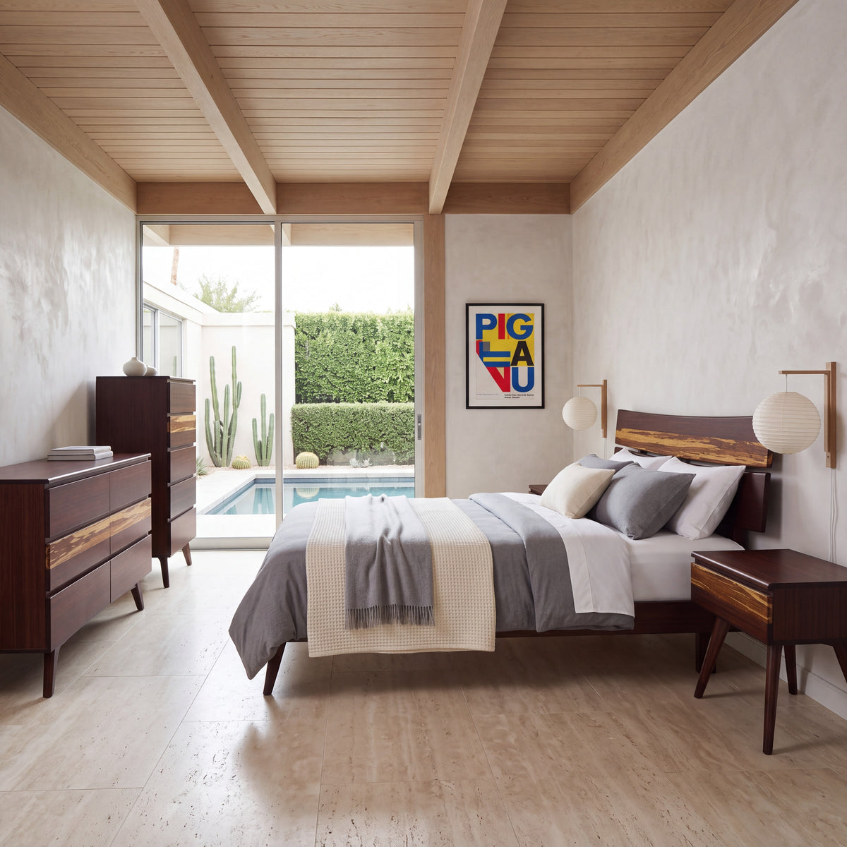Azara platform bed in Sable