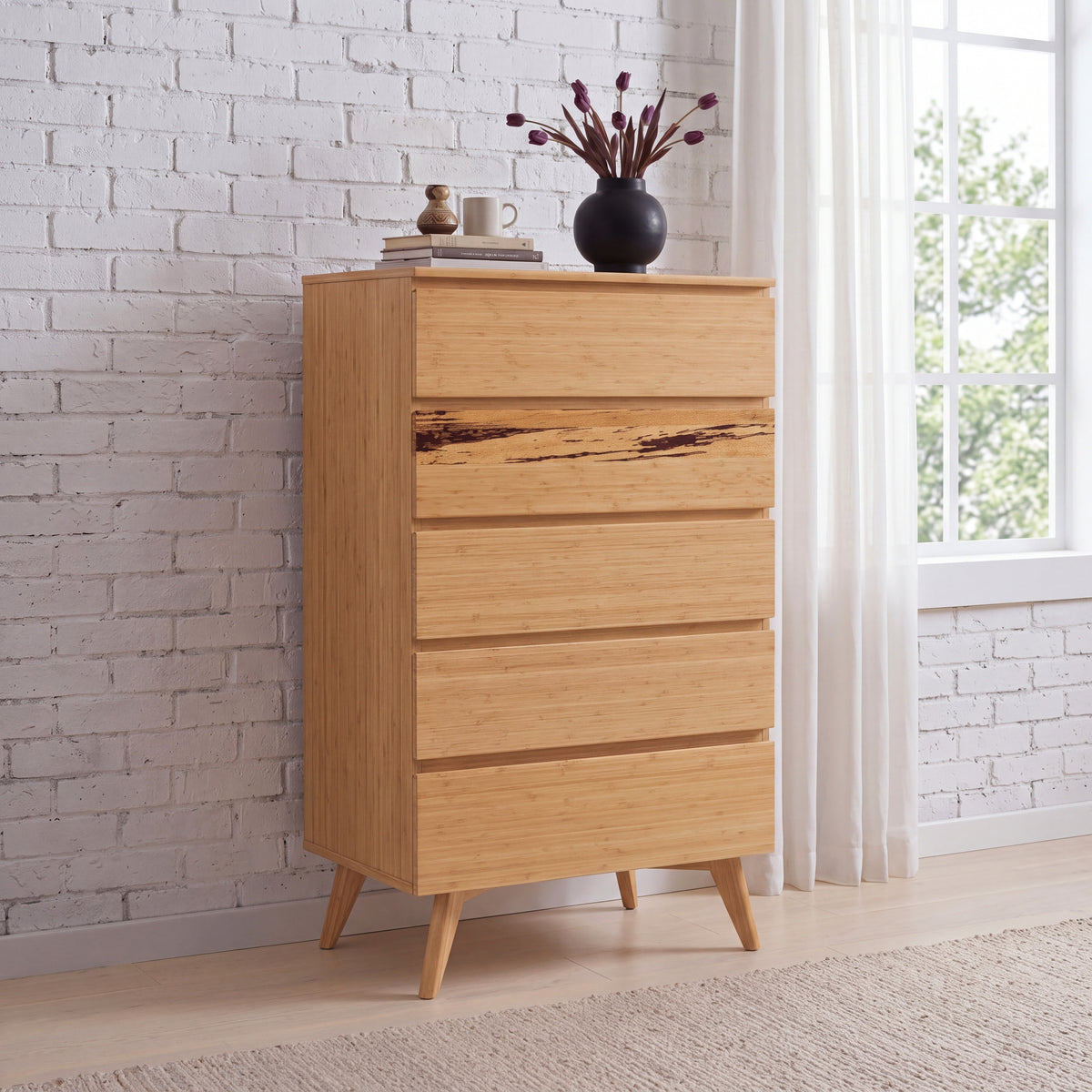 Greenington Azara Chest in Caramelized bamboo, styled in a bedroom