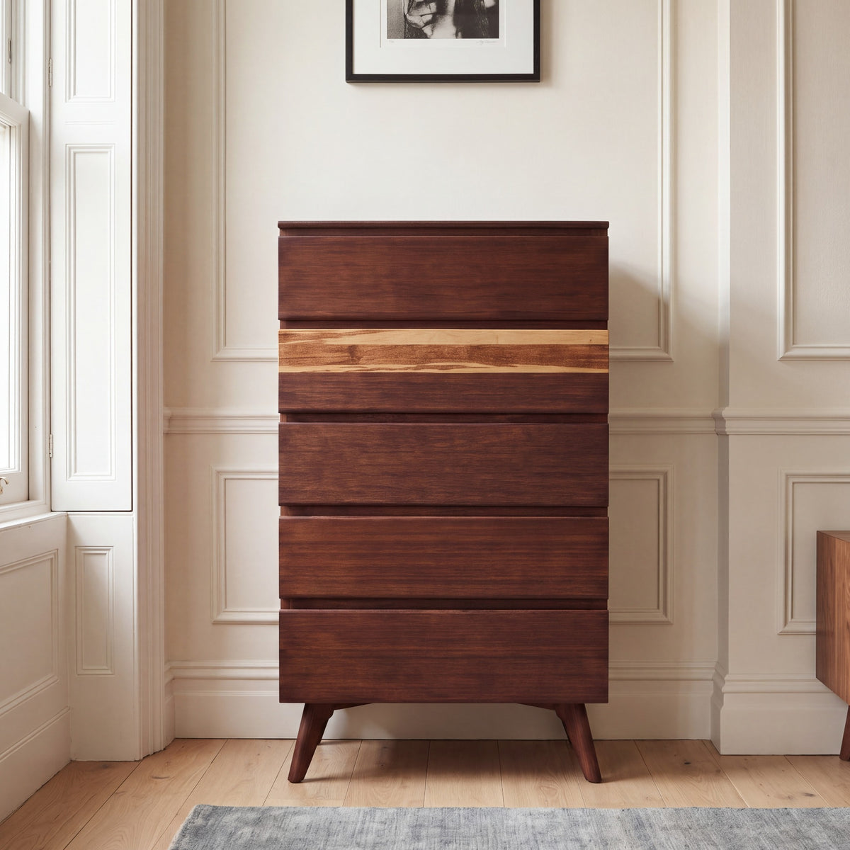 Greenington Azara Chest in Sable bamboo, styled in a bedroom