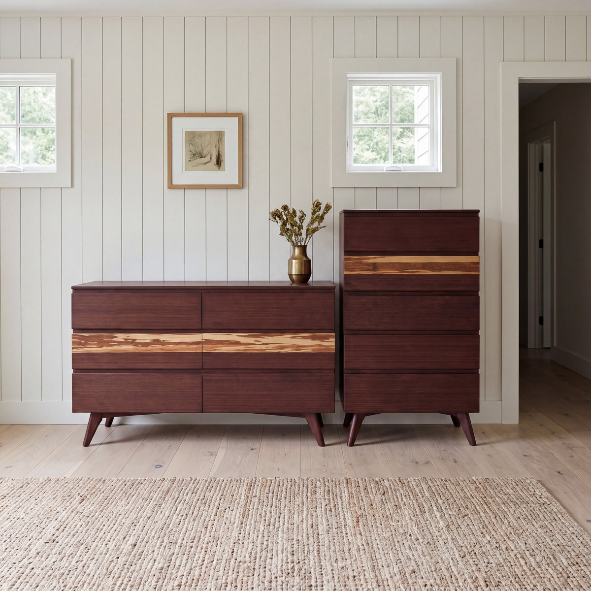 Greenington Azara Chest in Sable bamboo, in a bedroom setting