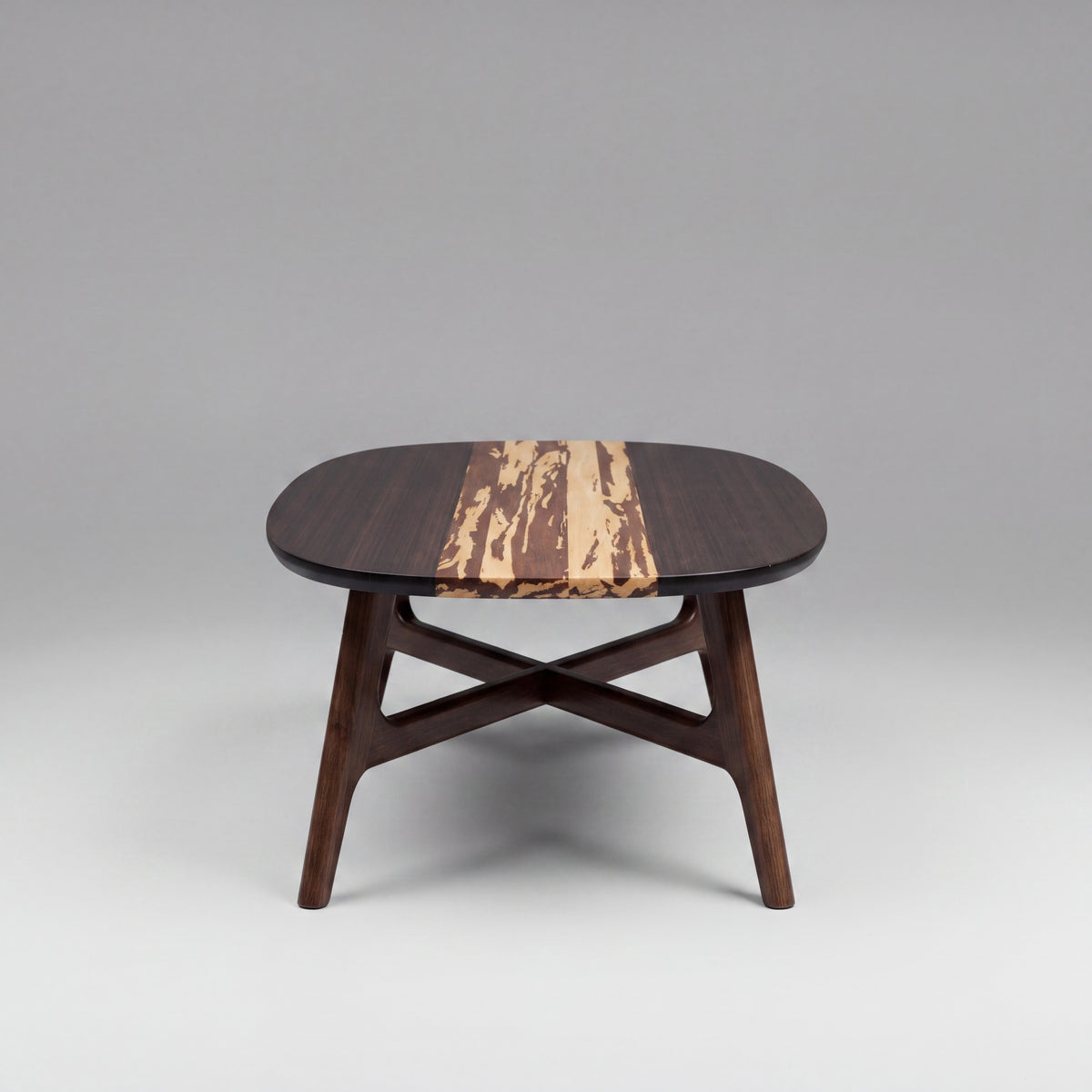 Greenington Azara Ellipse Coffee Table in Sable bamboo, studio photo on a plain background