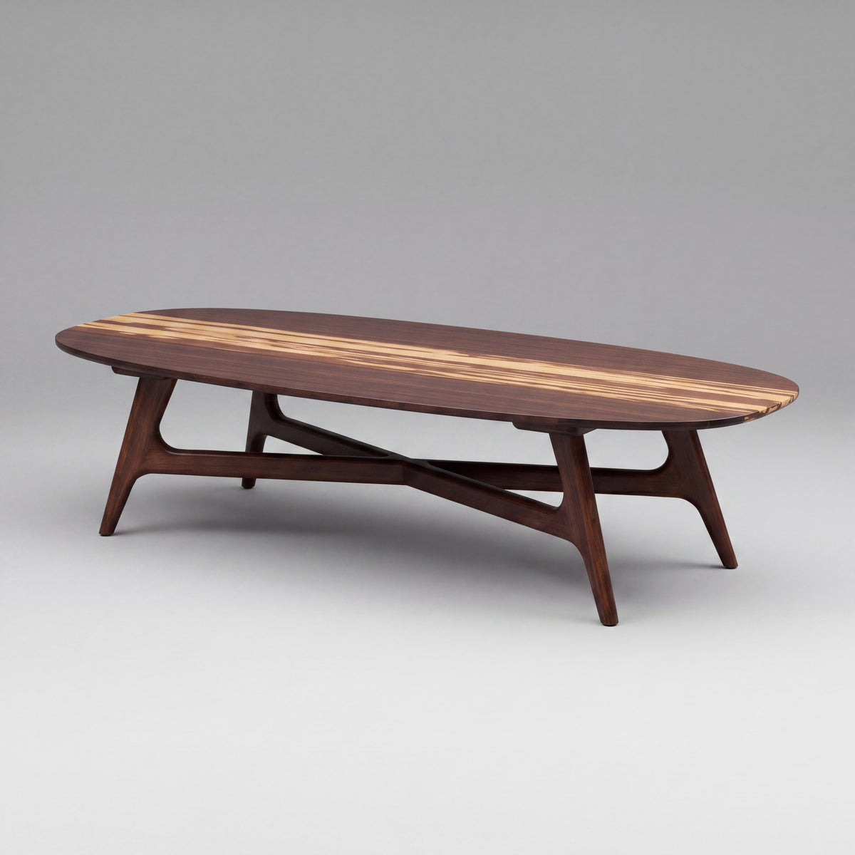 Greenington Azara Ellipse Coffee Table in Sable bamboo, on a studio background