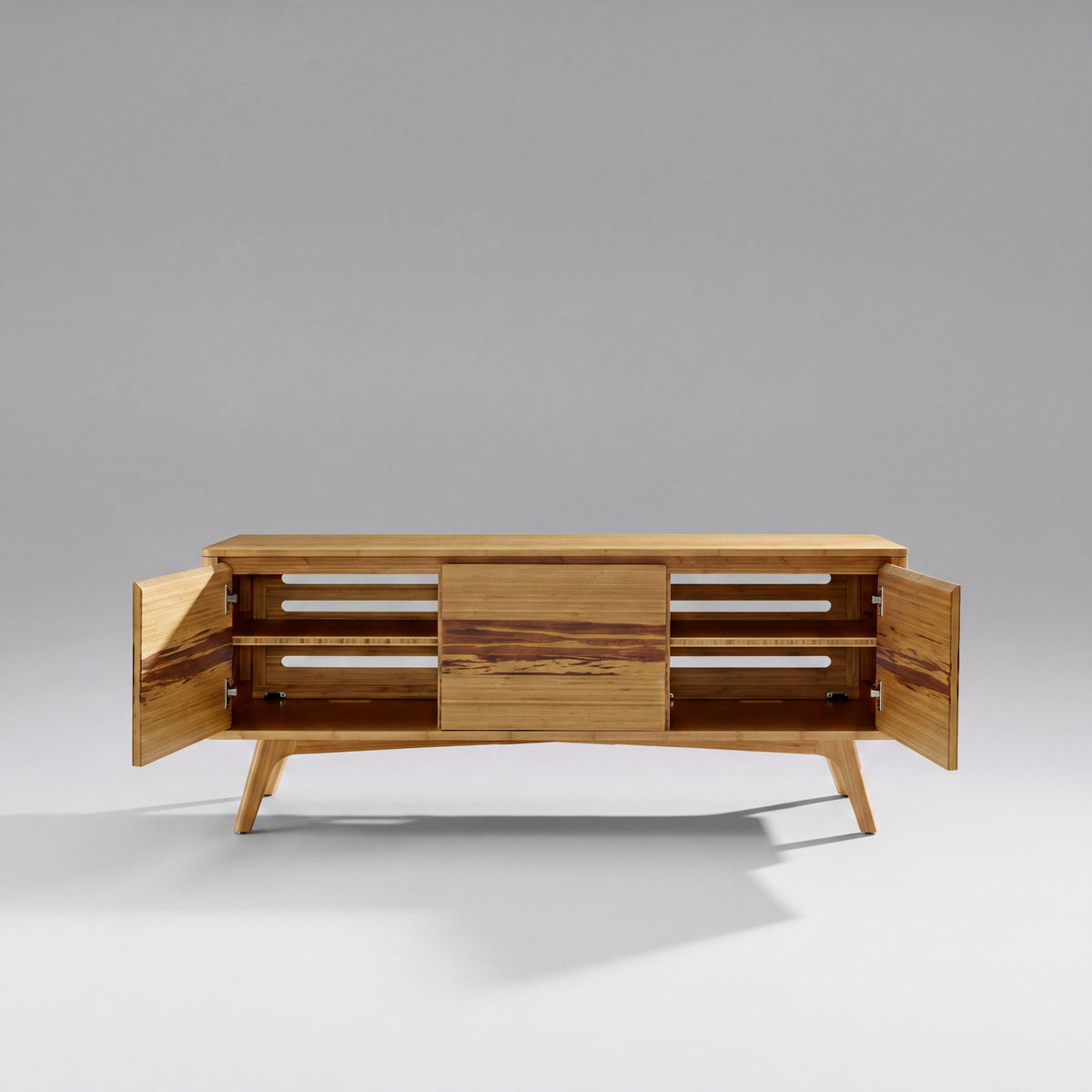 Greenington Azara Media Cabinet in Caramelized bamboo, studio photo on a plain background