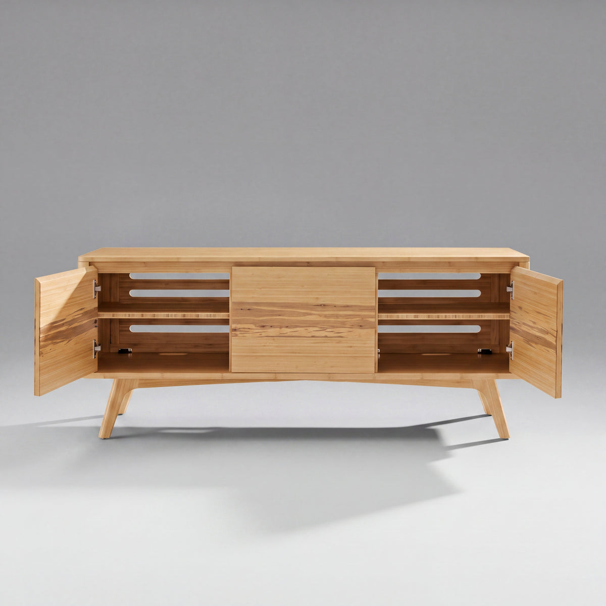 Greenington Azara Media Cabinet in Caramelized bamboo, shown on a plain background