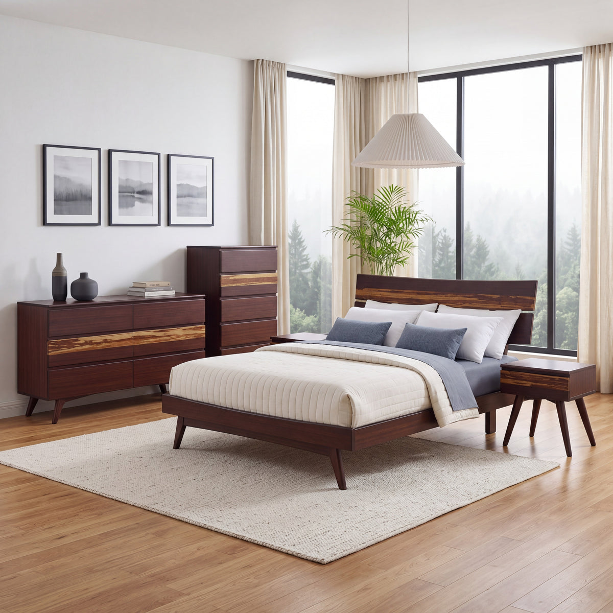 Greenington Azara Platform Bed in Sable bamboo, in a bedroom setting