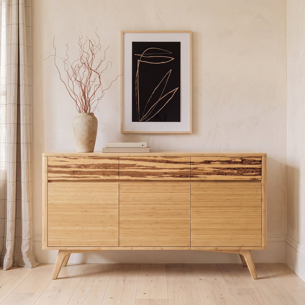Greenington Azara Sideboard in Caramelized bamboo, styled in a living room