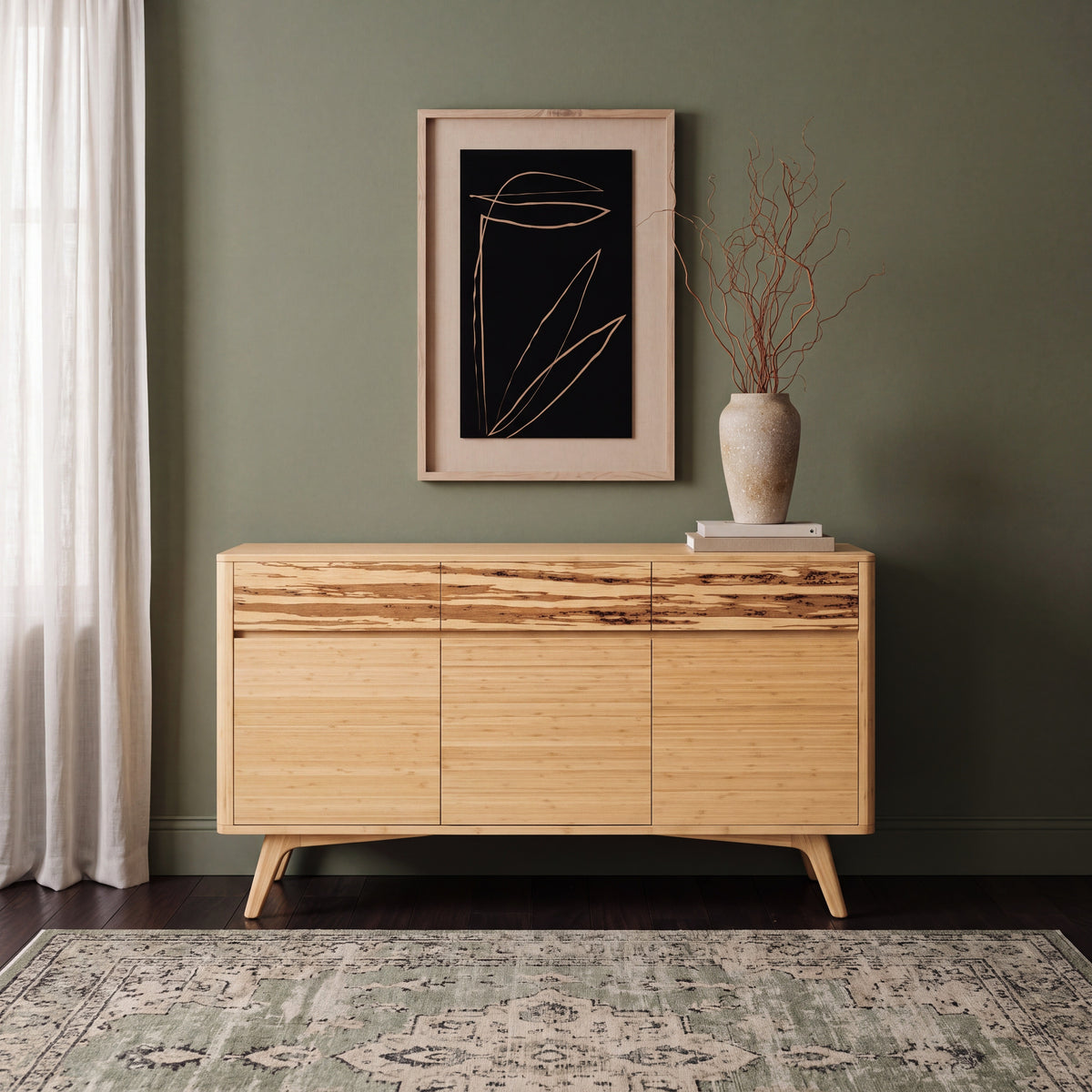 Greenington Azara Sideboard in Caramelized bamboo, shown in a living room
