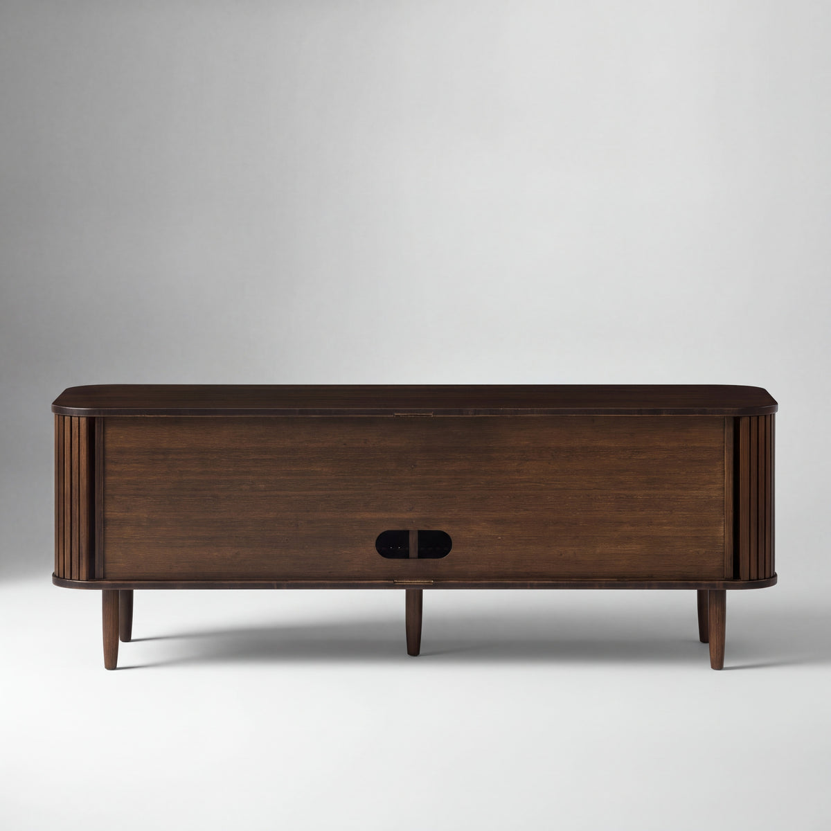 Greenington Carmel Console in Black Walnut bamboo, on a studio background