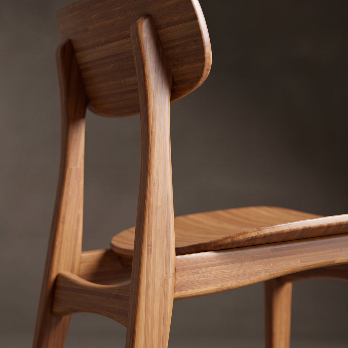Close-up of the corner joinery on the Greenington Cassia Dining Chair in Amber bamboo