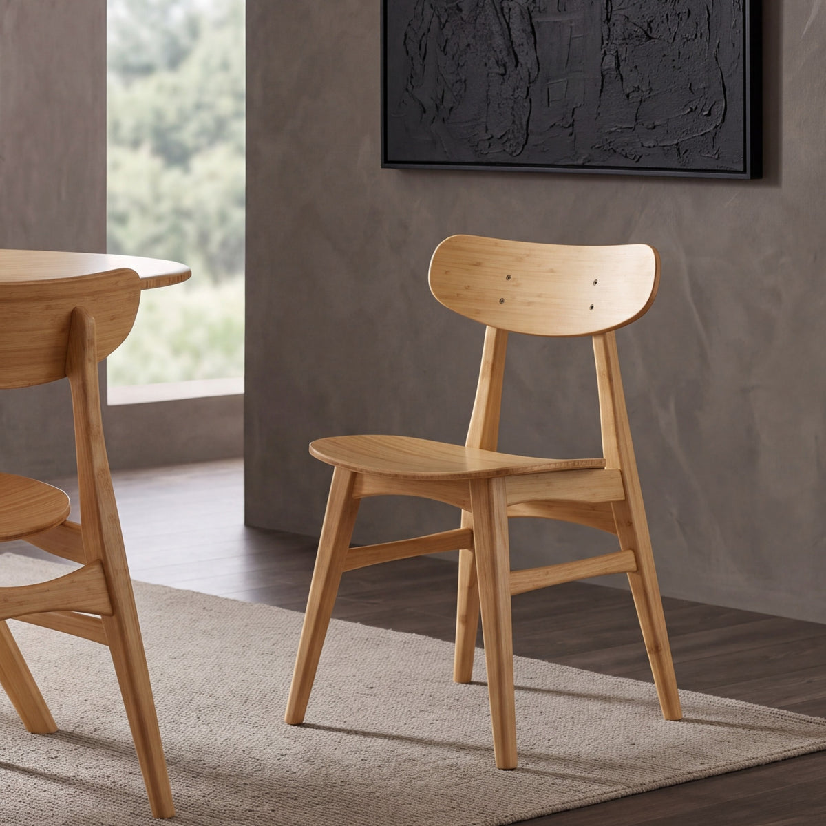 Greenington Cassia Dining Chair in Wheat bamboo, styled in a dining room