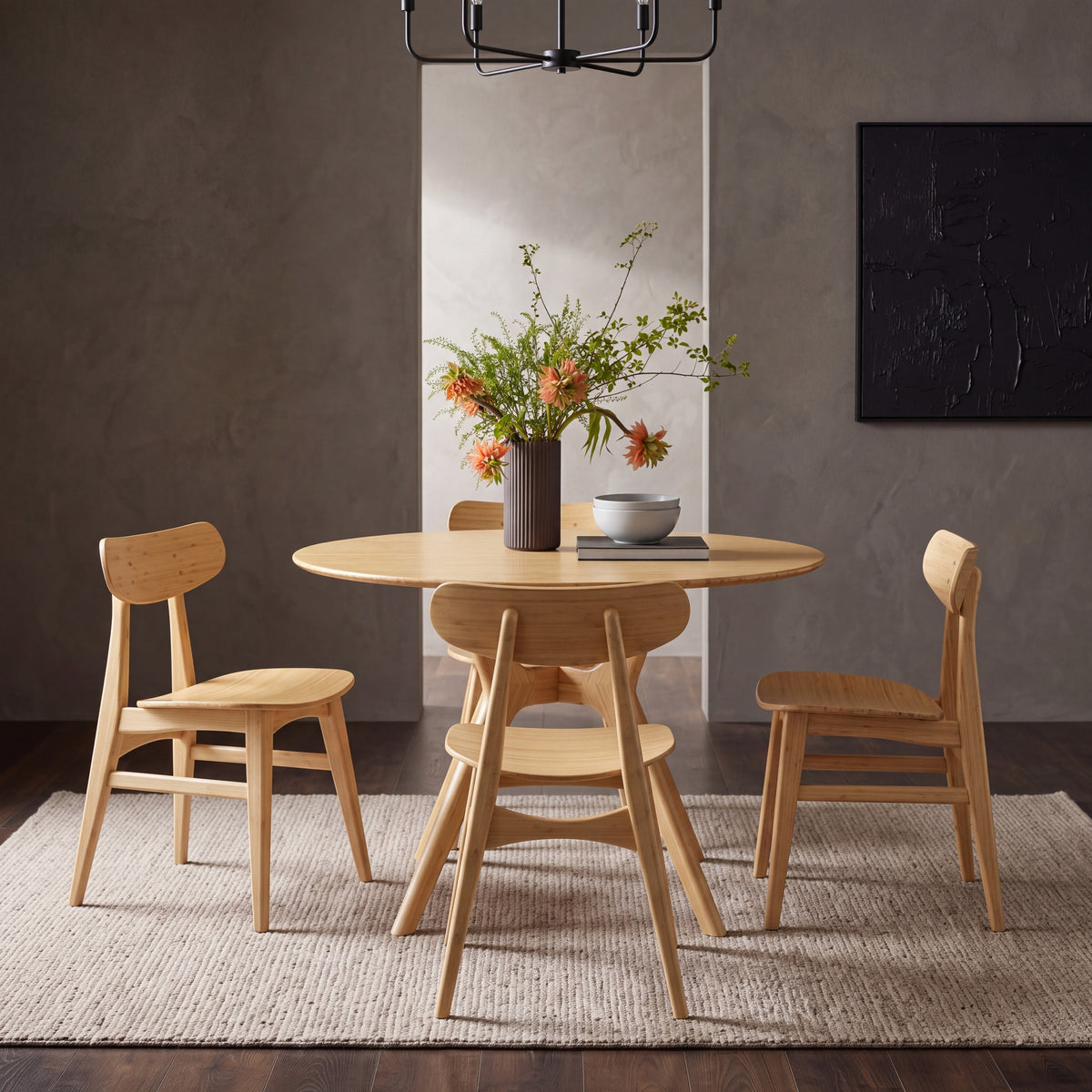 Greenington Cassia Dining Chair in Wheat bamboo, shown in a dining room