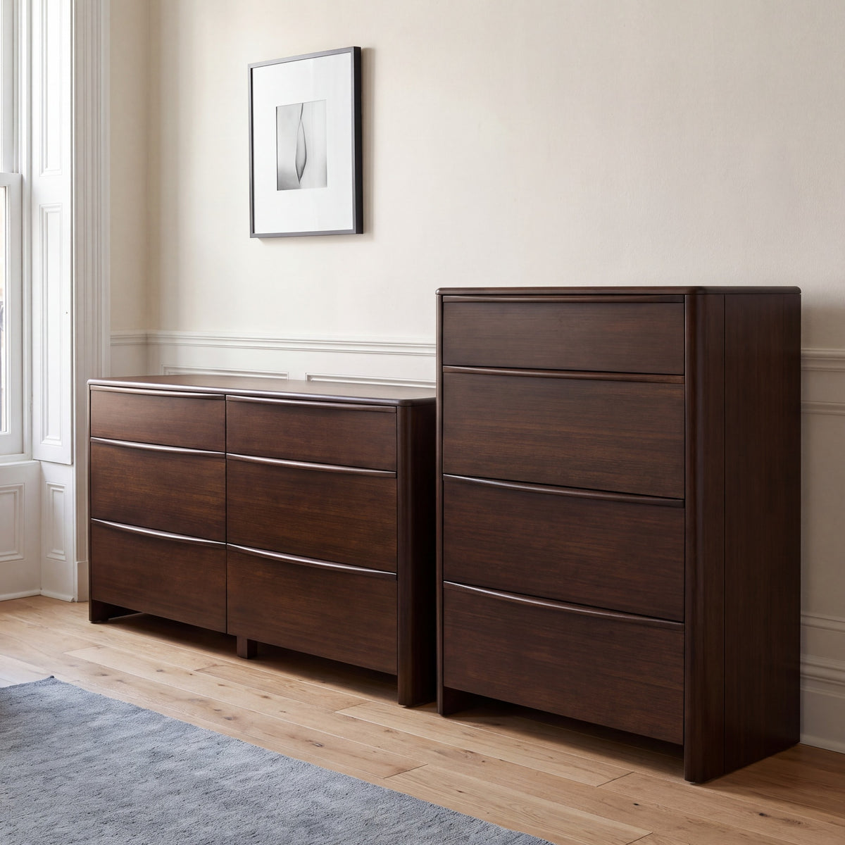 Catalina dresser and chest in Black Walnut