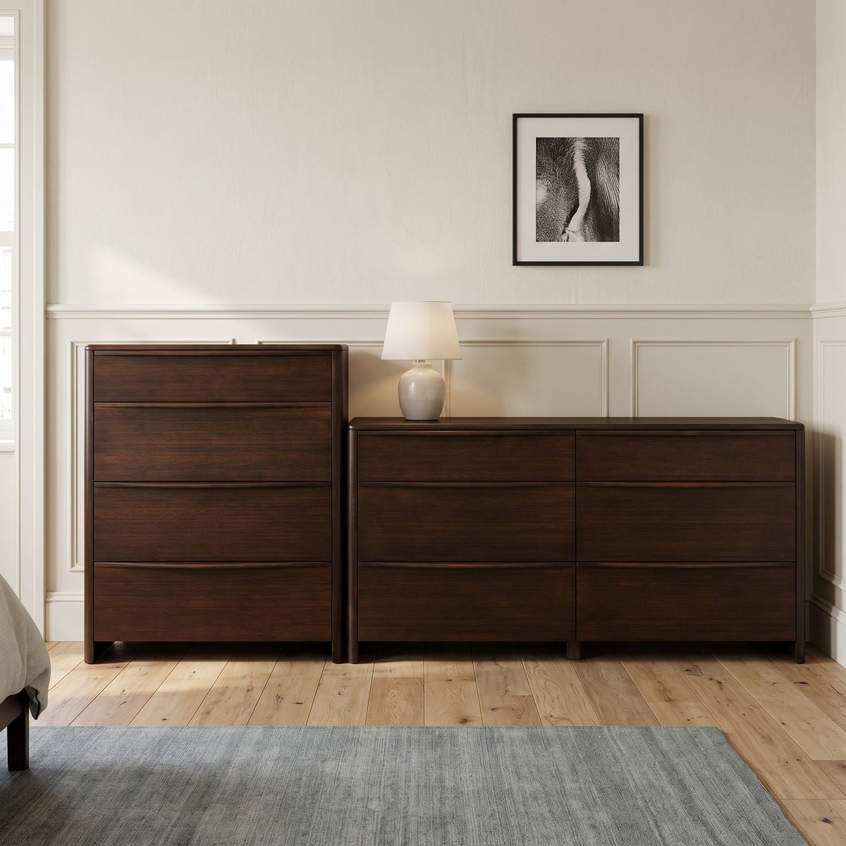 Greenington Catalina Dresser in Black Walnut bamboo, in a bedroom setting