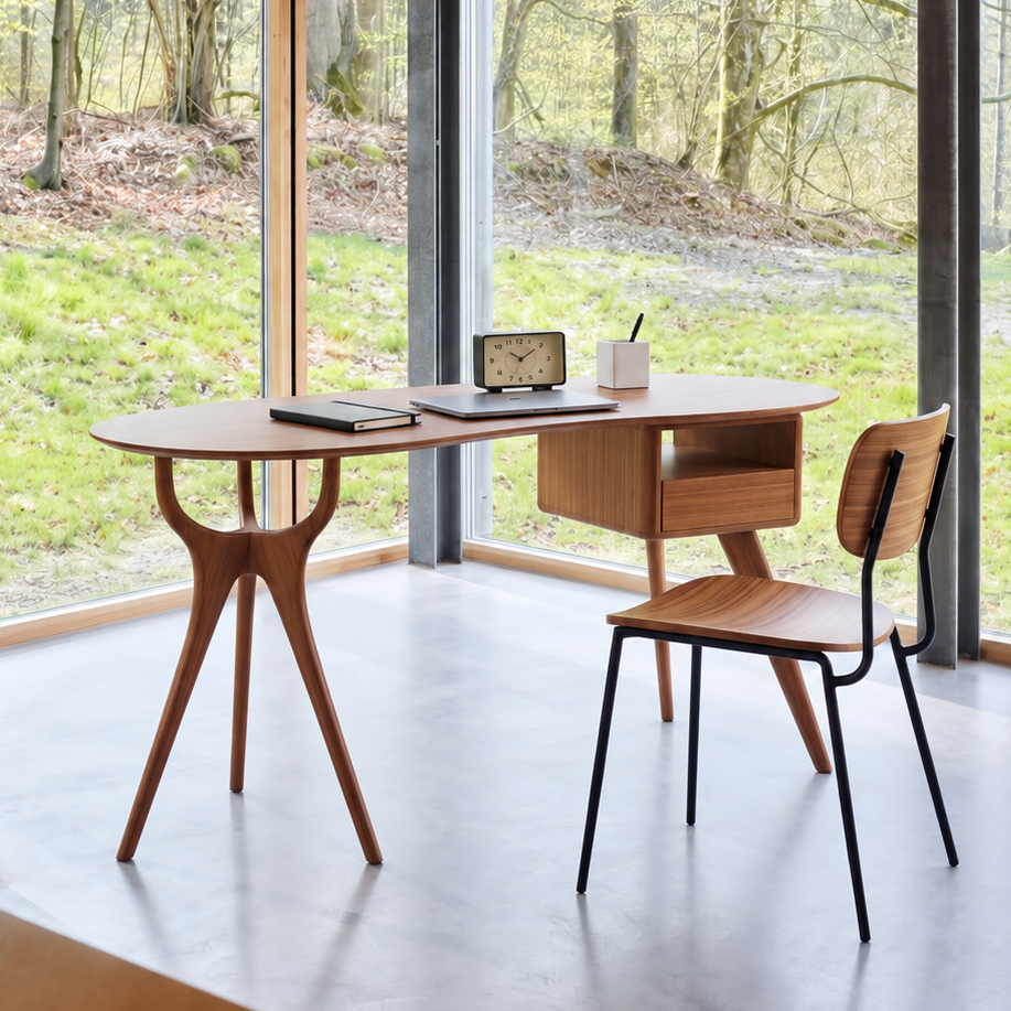 Greenington Wynn Writing Desk in Amber bamboo, styled in a home office