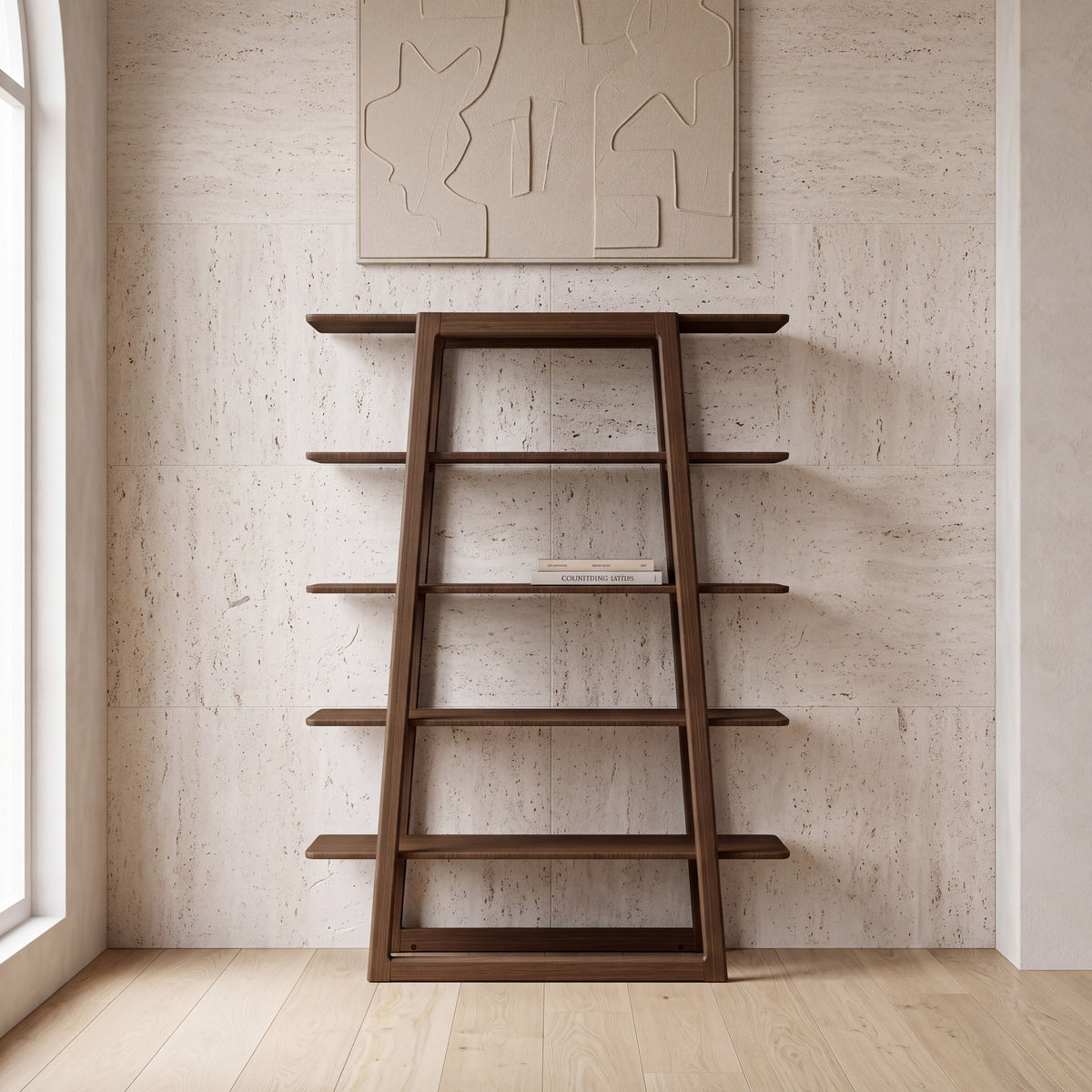 Greenington Currant Bookshelf in Black Walnut bamboo, shown in a living room