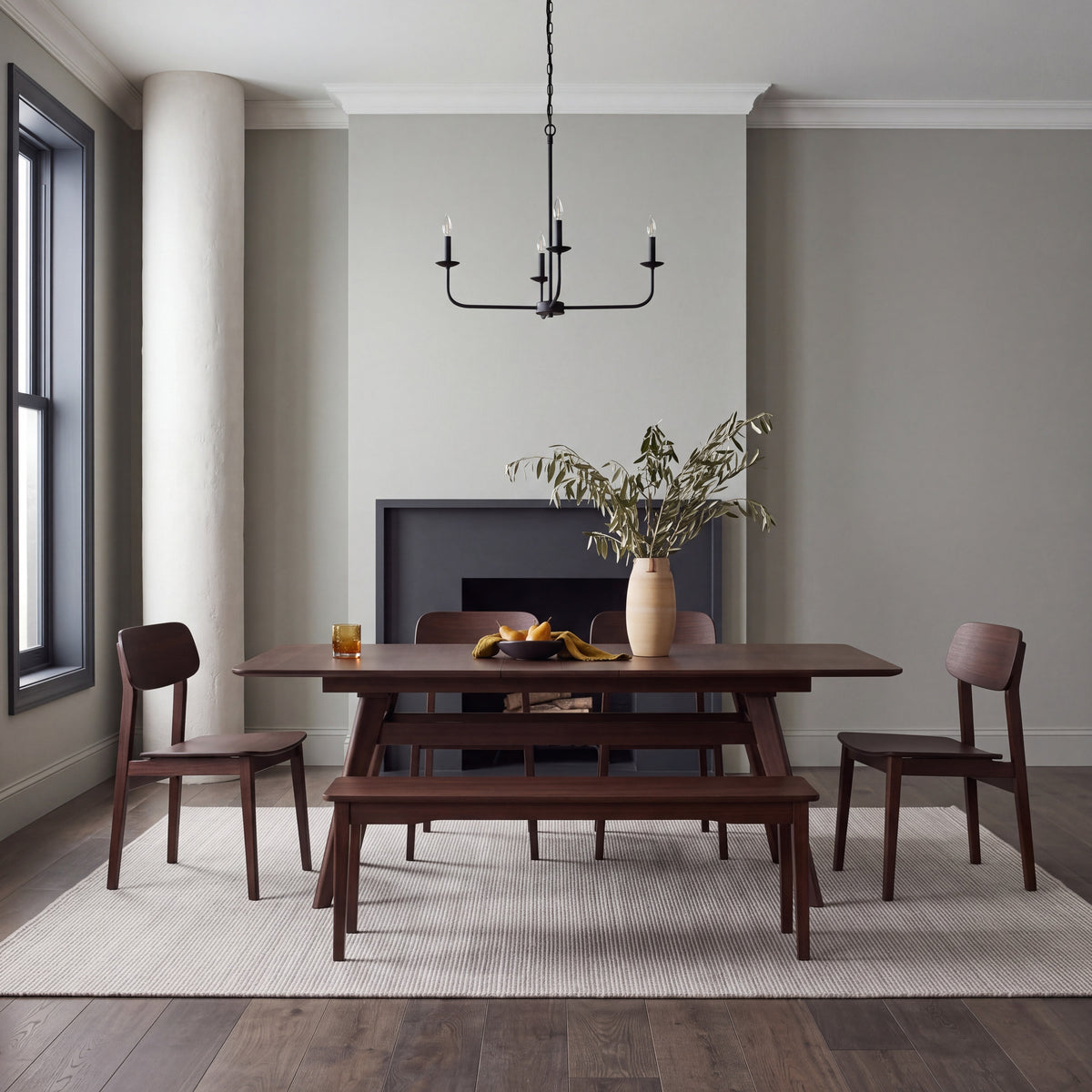 Greenington Currant Dining Table in Black Walnut bamboo, styled in a dining room