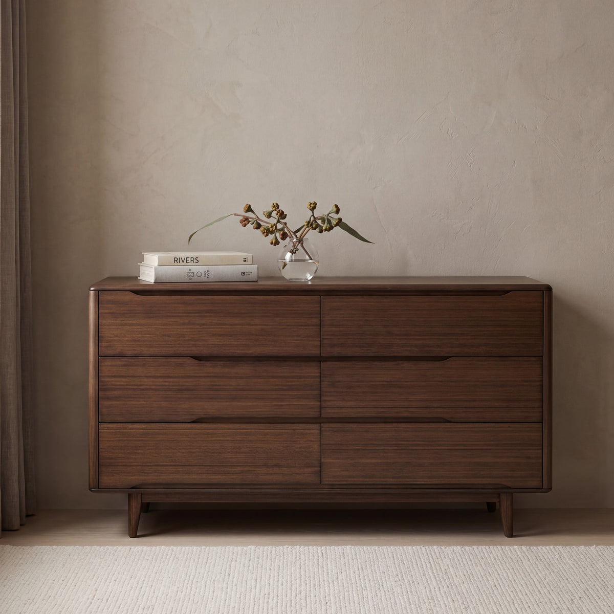 Greenington Currant Dresser in Black Walnut bamboo, pictured in a bedroom