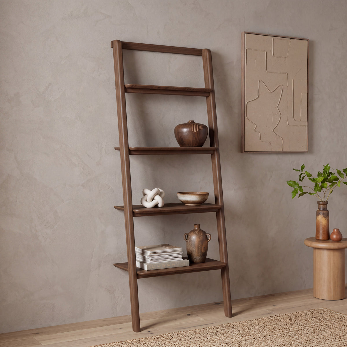 Greenington Currant Leaning Bookshelf in Black Walnut bamboo