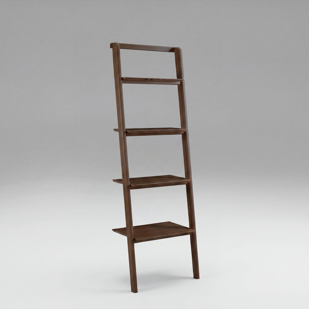 Greenington Currant Leaning Bookshelf in Black Walnut bamboo, on a studio background