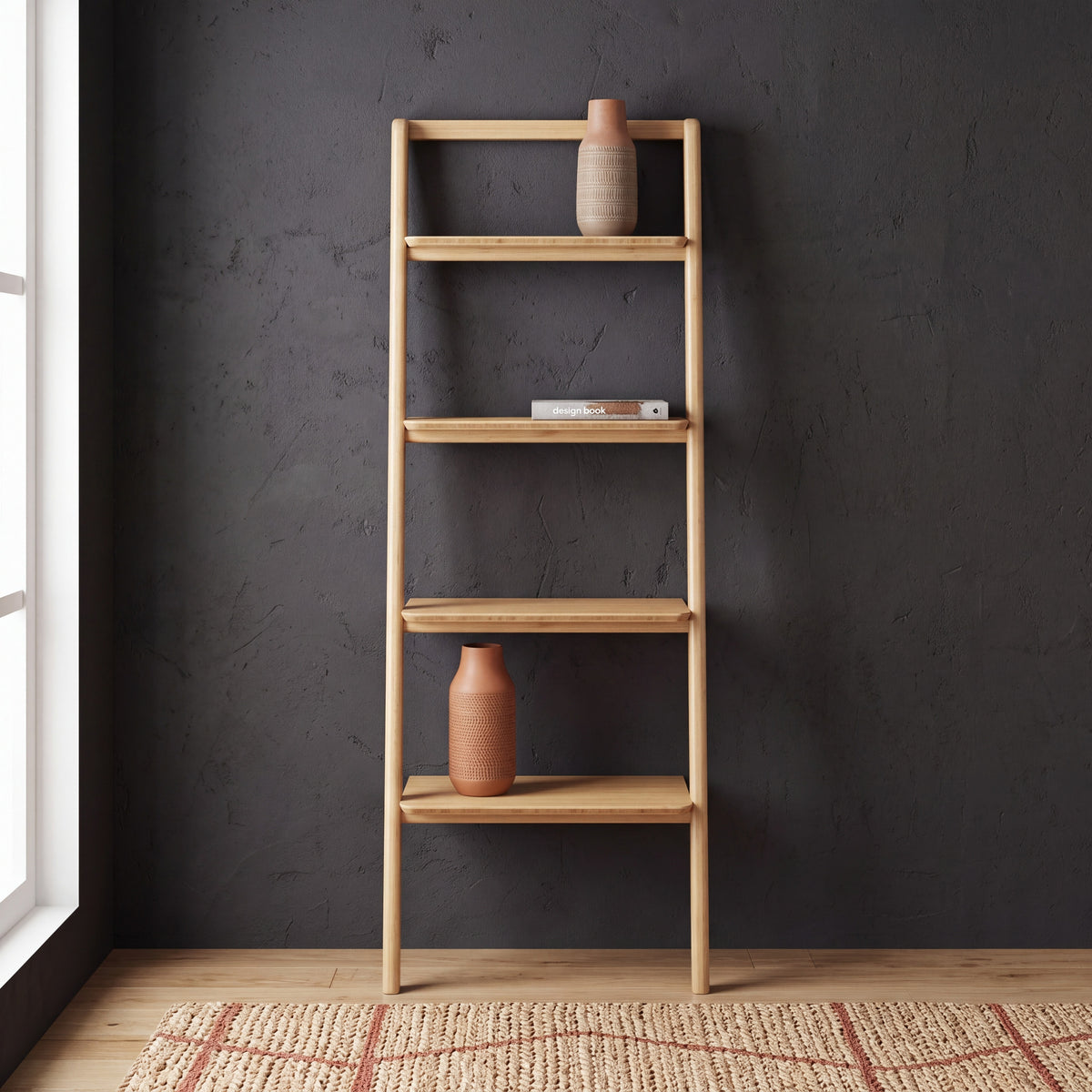 Greenington Currant Leaning Bookshelf in Caramelized bamboo