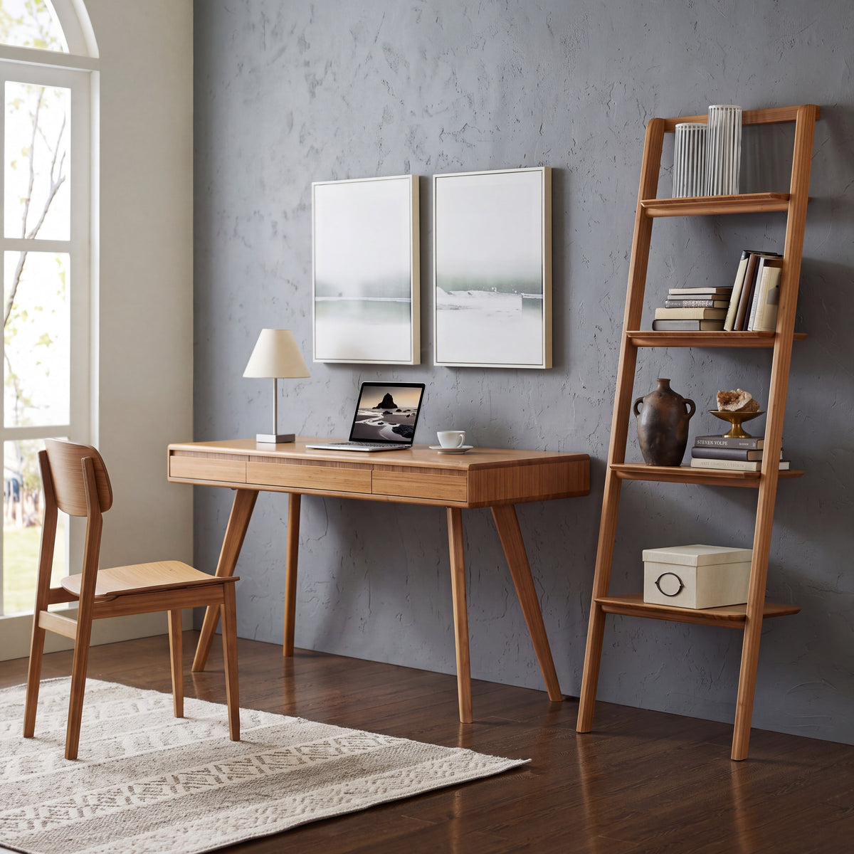 Greenington Currant Leaning Bookshelf in Caramelized bamboo