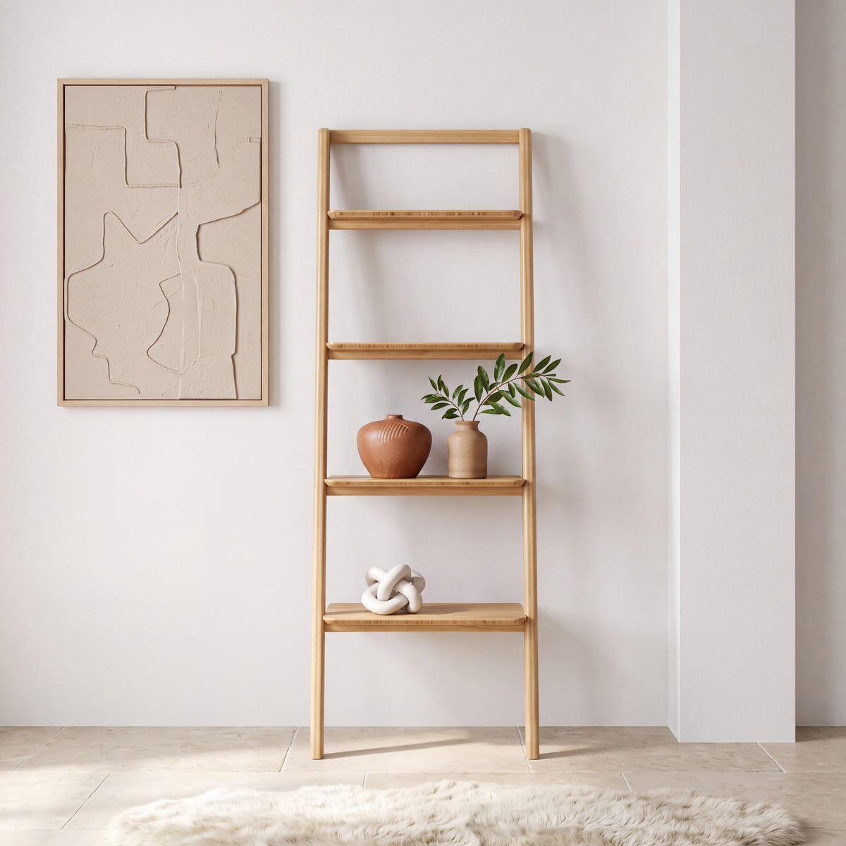 Greenington Currant Leaning Bookshelf in Caramelized bamboo