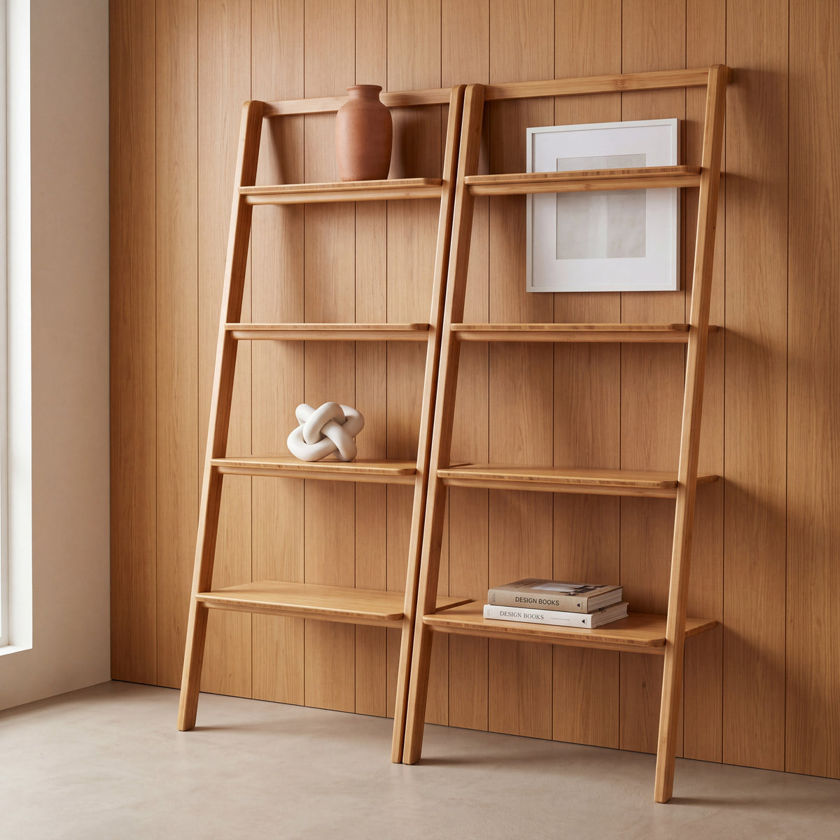 Greenington Currant Leaning Bookshelf in Caramelized bamboo