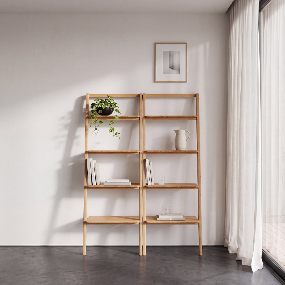 Greenington Currant Leaning Bookshelf in Caramelized bamboo