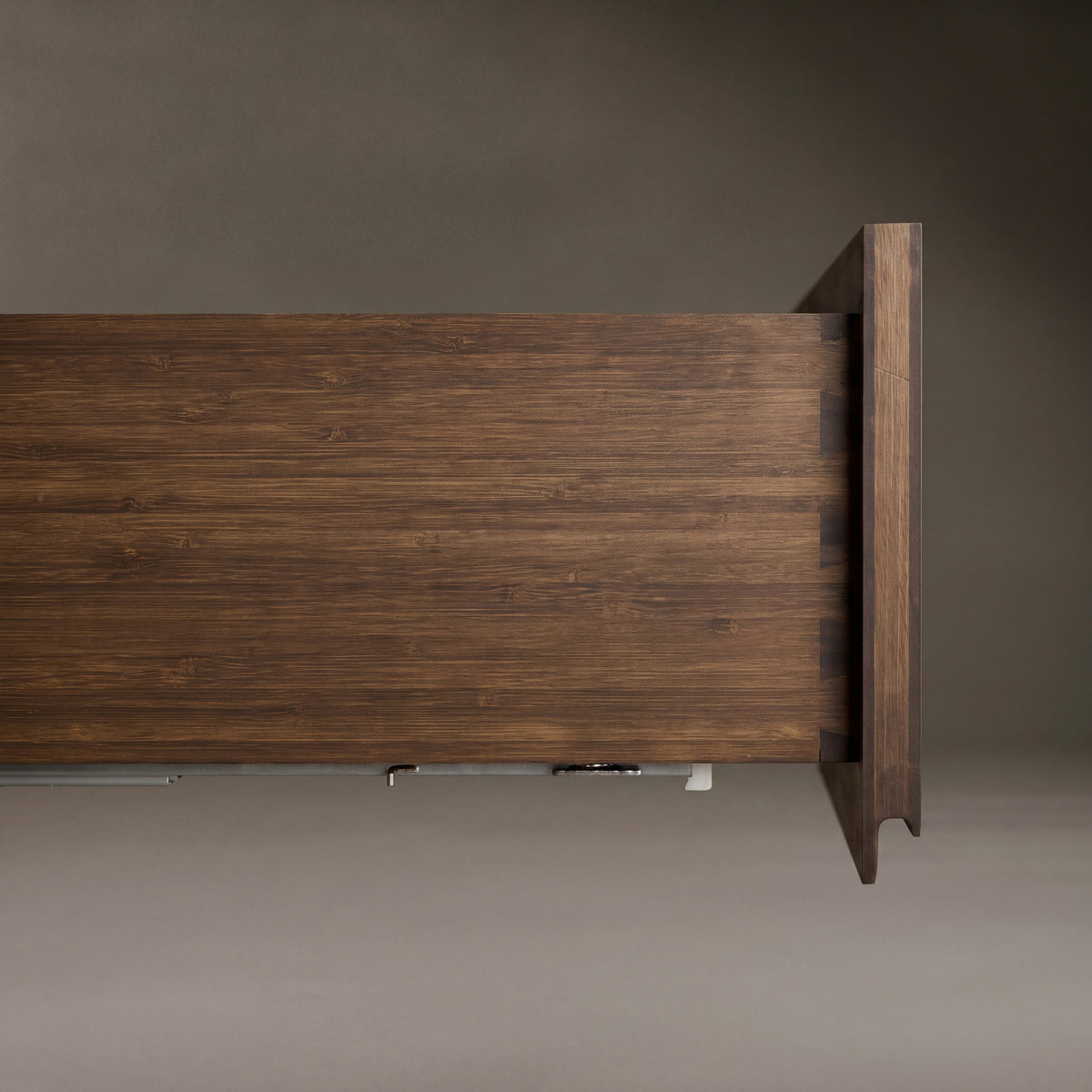 Close-up of the door and handle on the Greenington Currant Sideboard/Media Center in Black Walnut bamboo