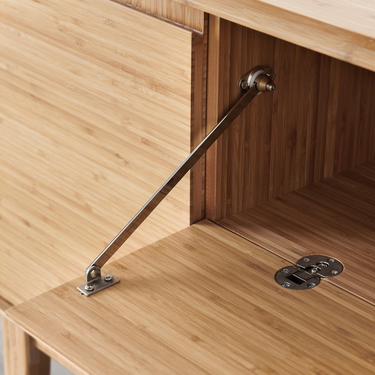 Close-up of the hardware on the Greenington Currant Sideboard/Media Center in Caramelized bamboo
