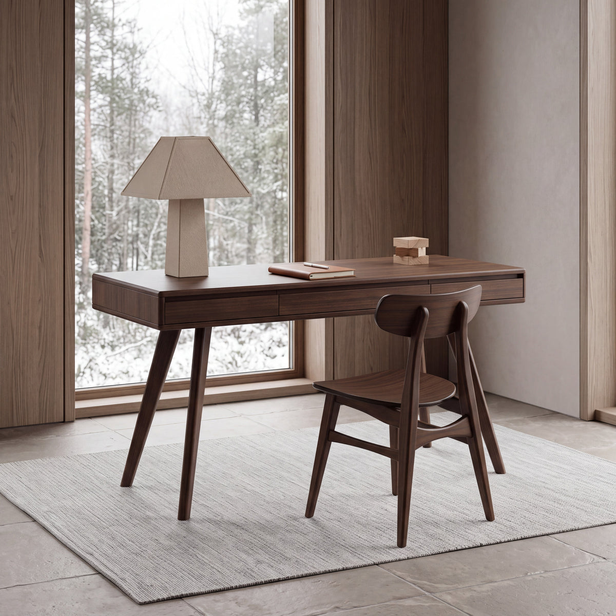 Greenington Currant Writing Desk in Black Walnut bamboo, in a home office setting