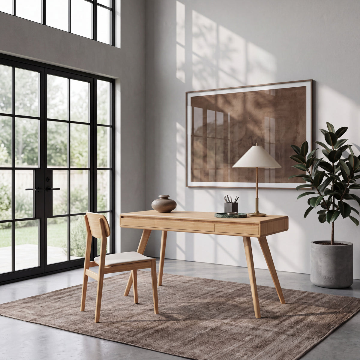 Greenington Currant Writing Desk in Caramelized bamboo, shown in a home office