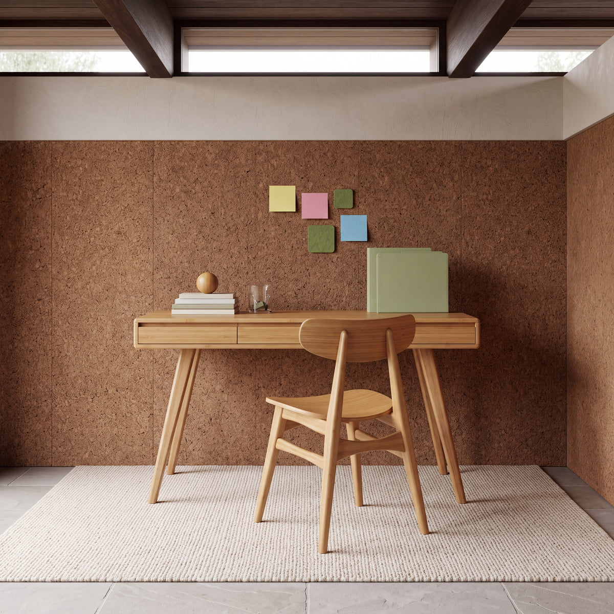 Greenington Currant Writing Desk in Caramelized bamboo, in a home office setting