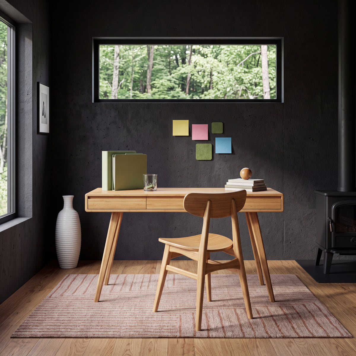Greenington Currant Writing Desk in Caramelized bamboo, styled in a home office