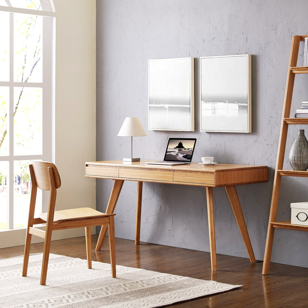 Greenington Currant Writing Desk in Caramelized bamboo, pictured in a home office