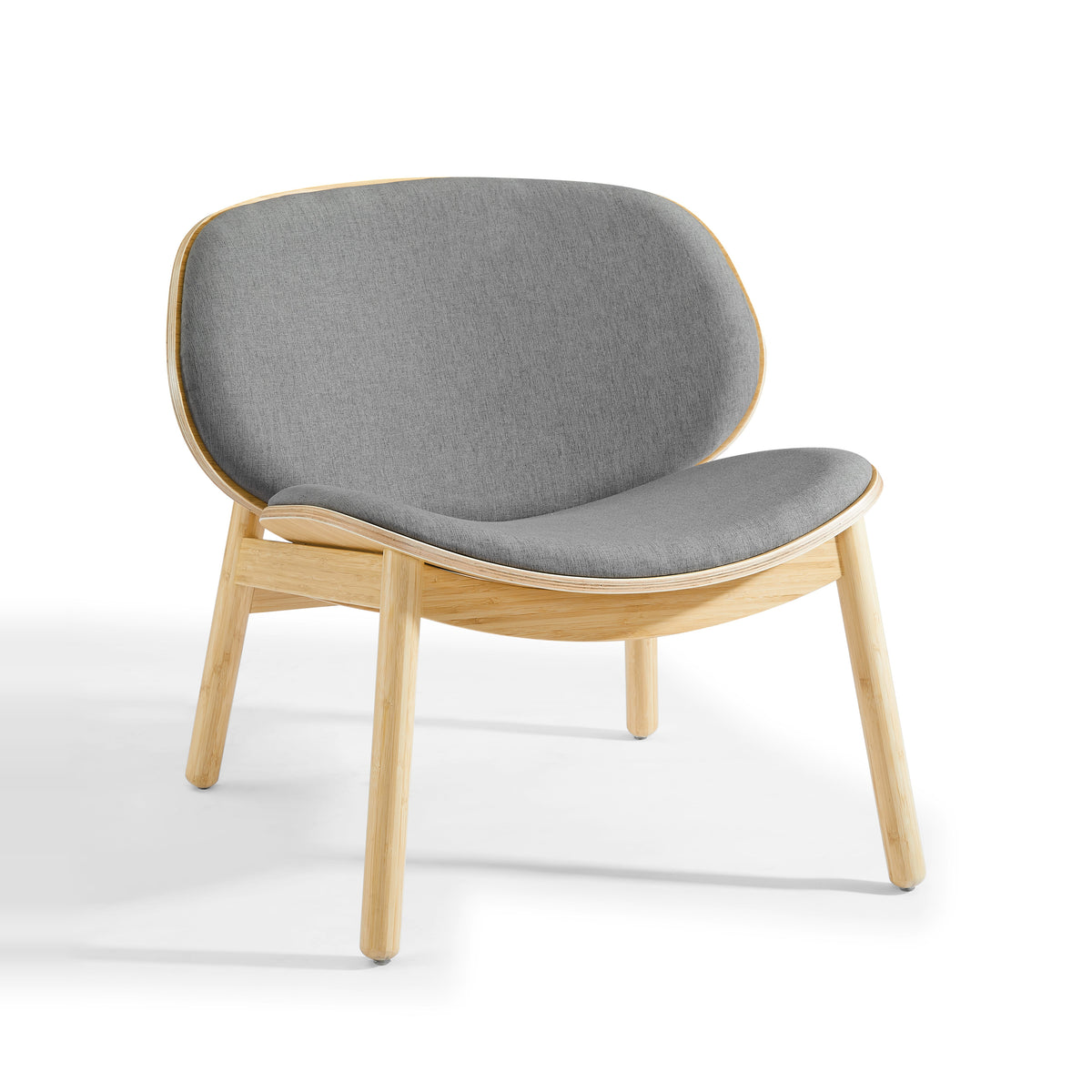 Greenington Danica Chair in Grey fabric with a Wheat bamboo frame, on a studio background
