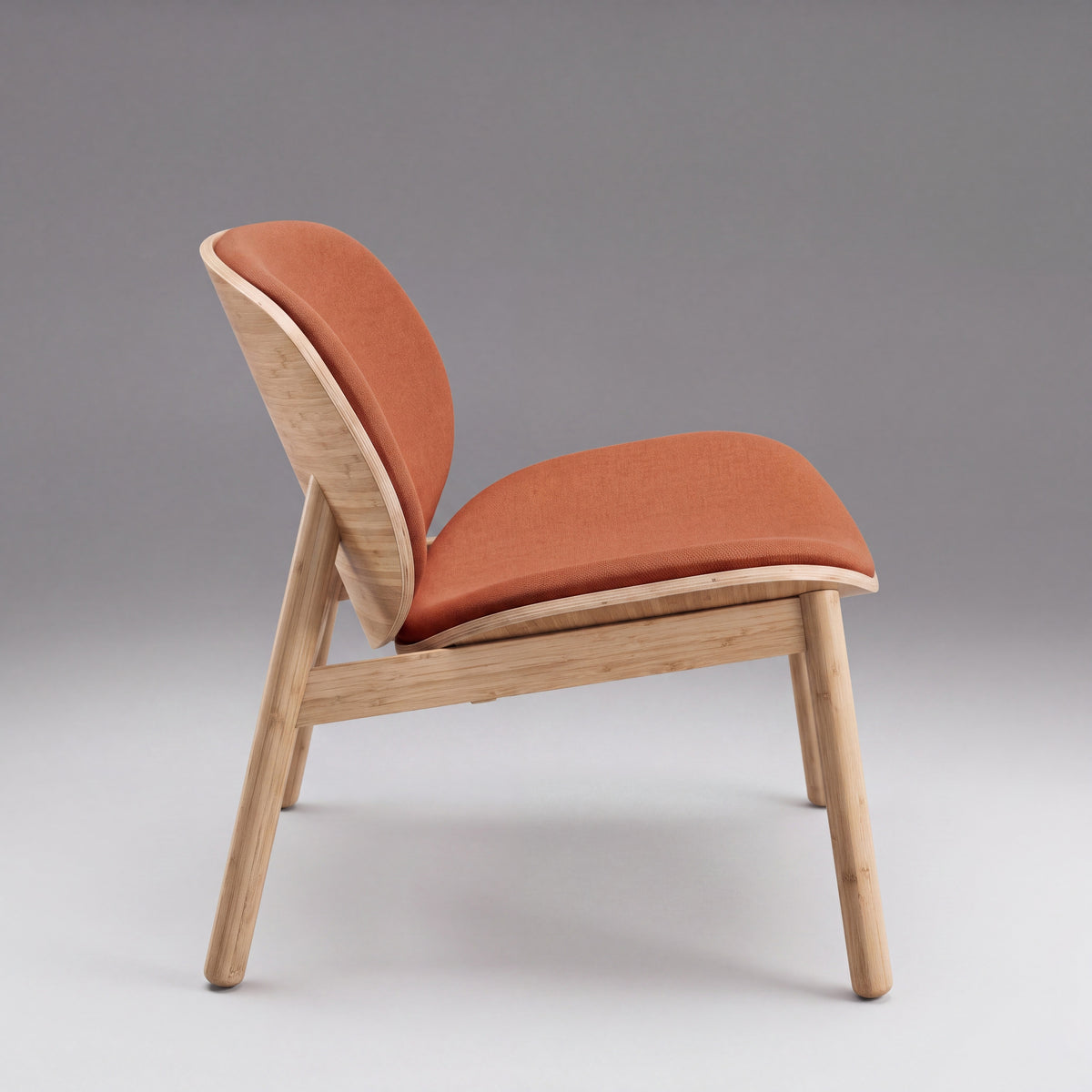Greenington Danica Chair in Red fabric with a Wheat bamboo frame, studio photo on a plain background