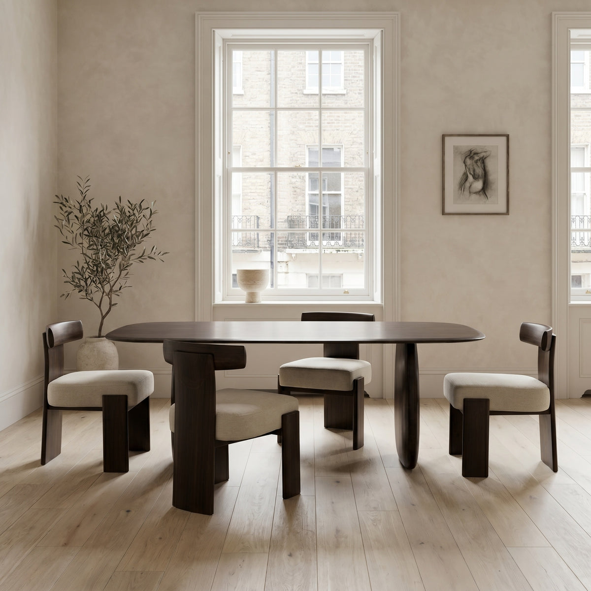 Greenington Aria Dining Table (72") in Caviar bamboo, shown in a dining room