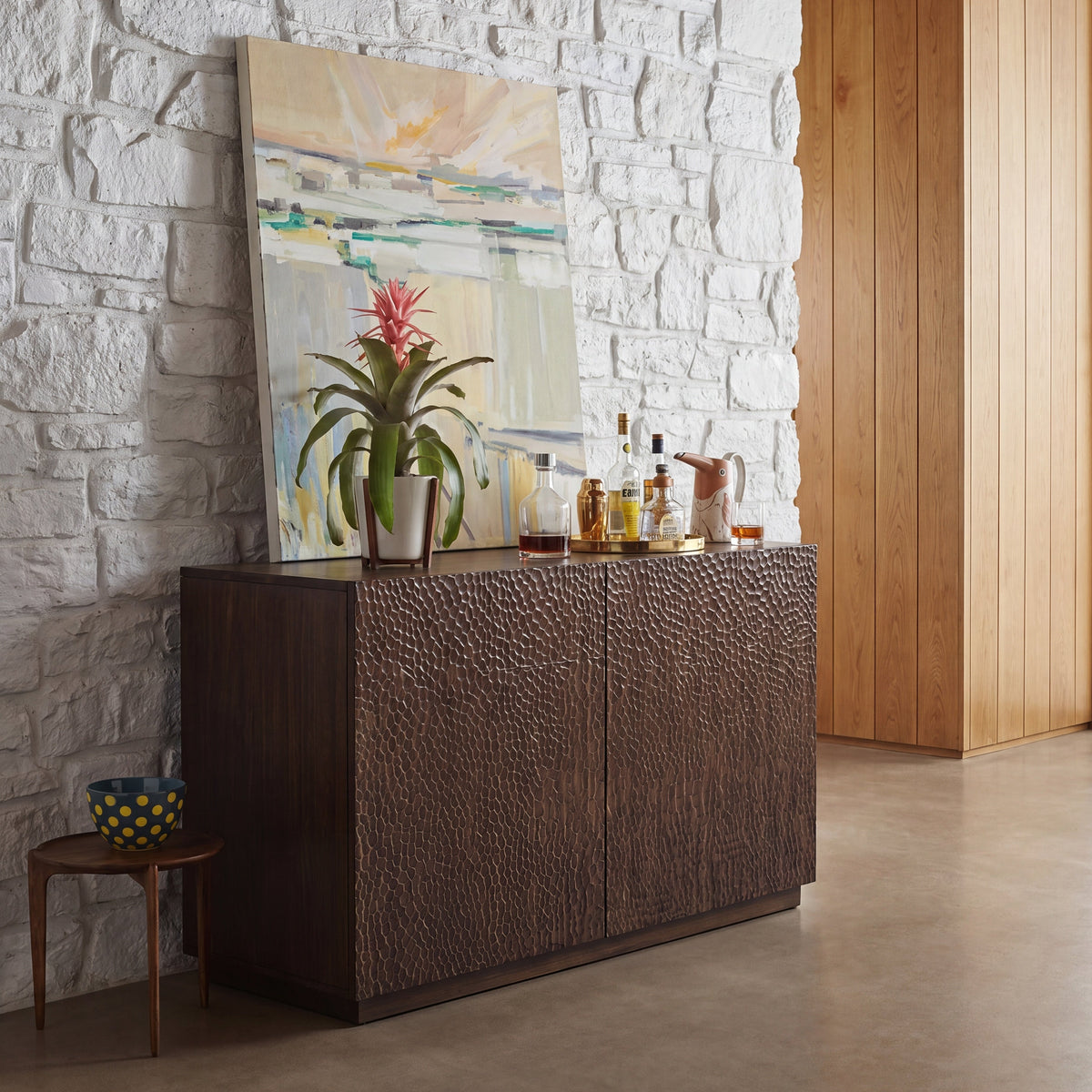Greenington Avalon Sideboard/Console in Black Walnut bamboo, pictured in a living room